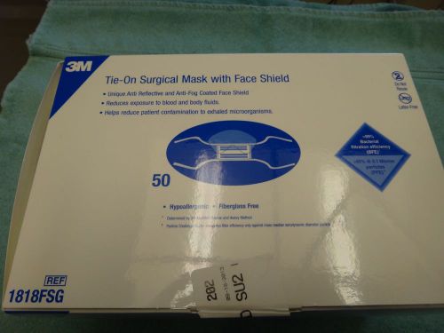 3M Tie on Surgical Mask with Face Shield 1818FSG box of 50