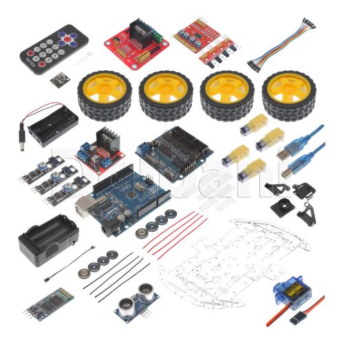 26-11-0010 New Multi Functional Bluetooth Car DIY Robot Kit for UNO R3 Arduino