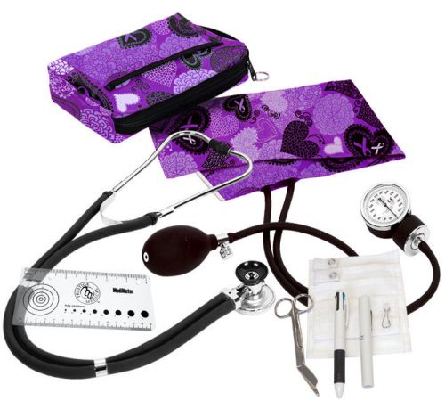 Aneroid Sphygmomanometer / Sprague-Rappaport Nurse Kit® PURPLE  RIBBONS &amp; HEARTS