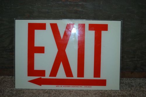 NEVER USED Western Lighting &#034;EXIT&#034; Left Arrow Sign REPLACEMENT Glass 12&#034; x 8&#034;