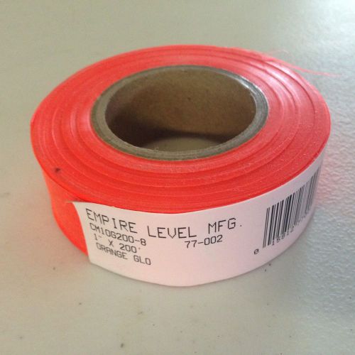 Hot Orange GLO Flagging Tape I ROLL 1&#034; X 200&#039; EMPIRE LEVEL MFG 77-002