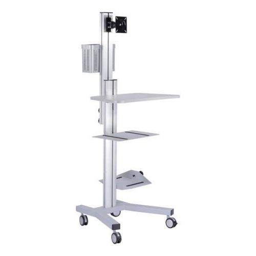 PC Mobile Cart Rolling Computer Workstation Stand Silver 1554