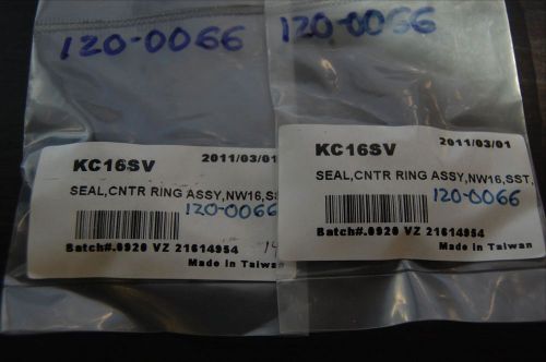 LOT OF 2 AGILENT KC16SV SEAL CNTR RING ASSY NW16 SST VITON VARIAN VACUUM