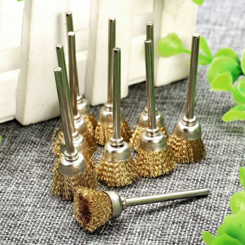 5pc shank polishing brass wire wheel cup brushes rotary cleaning tool kits for sale