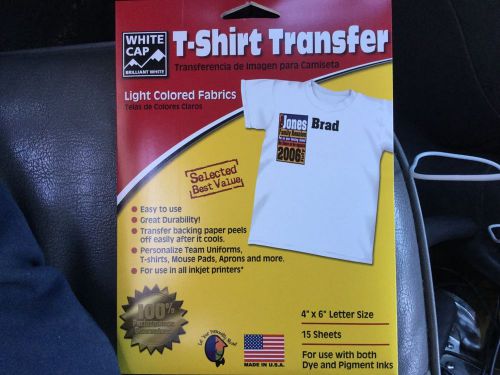 White Heat Transfer paper Light 15 Pk  T-Shirt 4&#034;x6&#034; YOU GET 2 packs 30 SHEETS