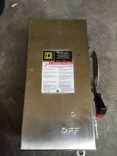 Square d 30 amp stainless steel non-fused safety switch 600 vac 30 hp hu361ds for sale