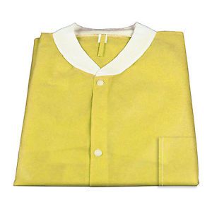 Lab coat w  pockets yellow, large (5 units) by dynarex # 2044 for sale