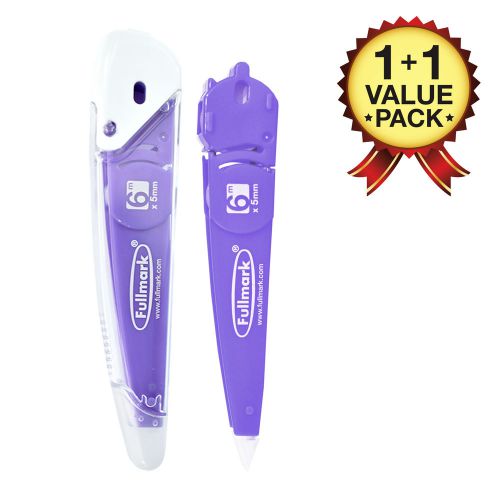 Fullmark Model J Refillable Correction Tape Purple - 1+1 Pack(0.2&#034; x 236 Inches)