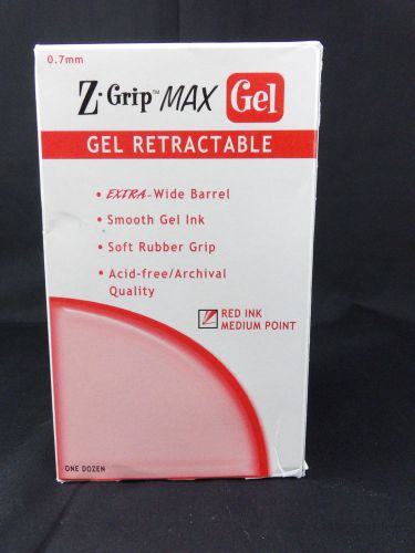 Zebra Z-Grip Max Roller Ball Retractable Gel Pen Red Ink Medium Dozen NIP