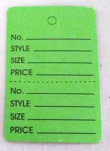1000 SMALL CLOTHING PRICE SALE TAGS PERFORATED GREEN