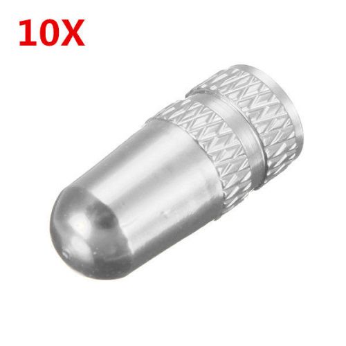 10Pcs Aluminum Presta French Wheel Tyre Air Valve Caps Dust Cover Cycling Silver