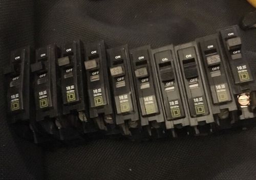 Square D LOT Of (10) Working -20A Breakers For 120/240Vac Panel