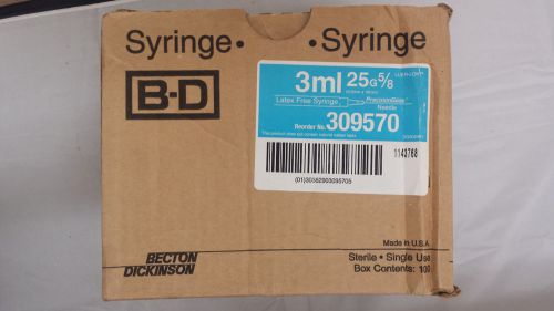 BD Syringe 309570 3ml 25 Gauge 5/8 Inch needle Luer Lok  200pcs Latex Free