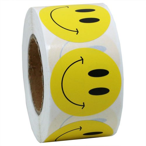 Hybsk(TM) Yellow Smiley Face Happy Stickers 1.5&#034; Round Circle Teacher Labels ...