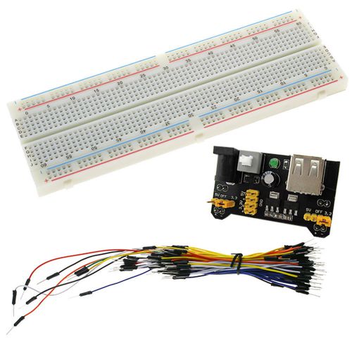 MB-102 830 Point Prototype Breadboard +65pcs DuPont Wires +Power Supply