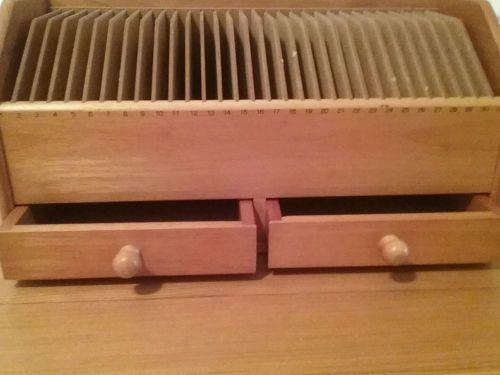 31 day wooden bill organizer with 2 drawers