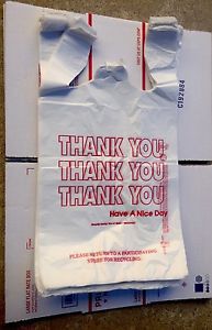 80 Count ** # 1/6 ** THANK YOU ** PLASTIC GROCERY BAGS 11&#034; X 21&#034; X 6.5&#034;