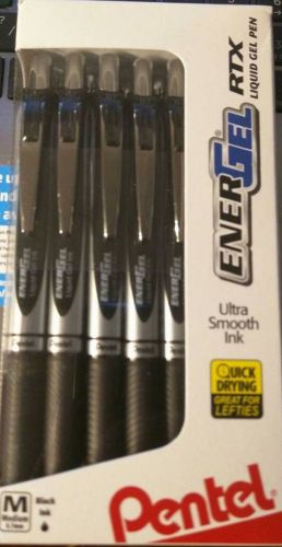 Pentel EnerGel RTX RT Liquid Gel Pen, Med, Metal Tip, 0.7mm, Black Ink, 12-Pk