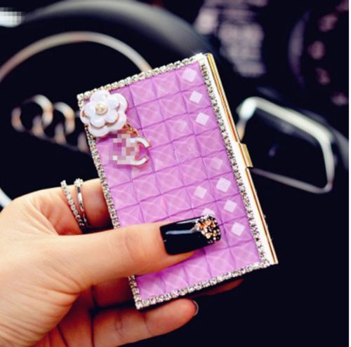 purple woman stainless crystal diamond Business Card Credit Card Holder Case Box