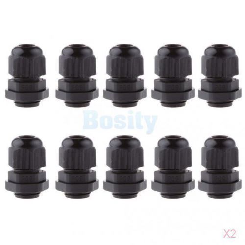 20pcs black plastic ip68 waterproof pg9 cable gland connector range 4-8mm for sale