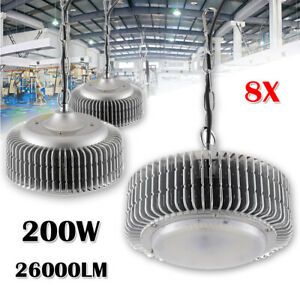 8x 200W LED High Bay Lamp Commercial Warehouse Industrial Factory Shed Lighting