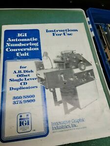 IGI Numbering Perfing and Scoring Attachment for AB Dick Presses 