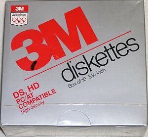Box of 10 3M DS HD 5 1/4&#034;  5.25&#034; High Density Diskettes 1.2MB Factory Sealed NOS