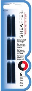 Sheaffer Skrip Fountain Pen Universal Ink Cartridge - Blue VFM (6pk euro