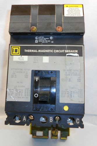 Square d fc34040 circuit breaker 3 pole 40 amps 480 for sale