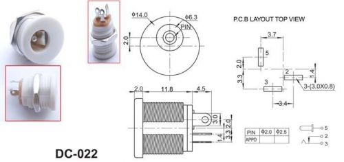 50pcs white 5.5mm 2.1mm dc socket plug nut panel mounting soldering connectors for sale