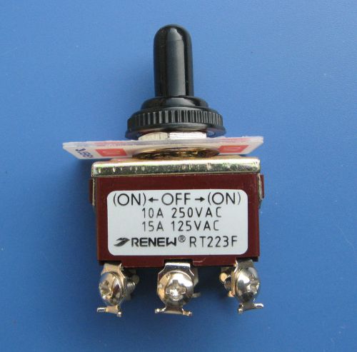 RENEW RT223F 15A 125VAC DPDT On/Off/On Momentary Toggle Switch with Waterproof