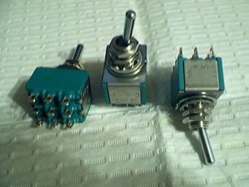 3  EATEN   3 pole 2 position minuature toggle switches fit 1/4 &#034; hole with Hdw