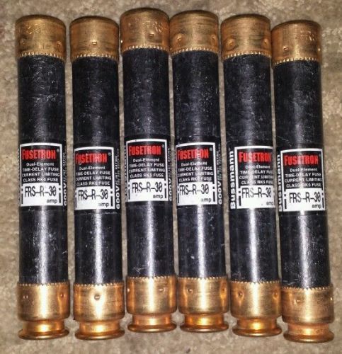 Lot of 6 - Bussmann Fusetron FRS-R-30 Time Delay Current Limiting Buss Fuse