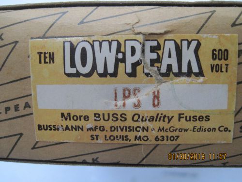 BOX of 6 BUSS LOW_PEAK  LPS-8 FUSE 8 AMP  600 VOLT