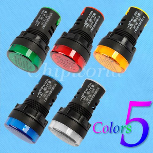 5 Colors Green+Red+Yellow+Blue+White LED Indicator Pilot Signal Light Lamp 24V