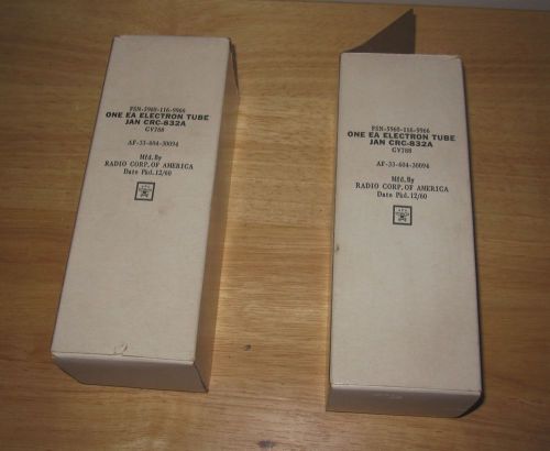 PAIR of NEW OLD STOCK RCA EA ELECTRON TUBE JAN CRC-832A CV788 AF-33-604-30094