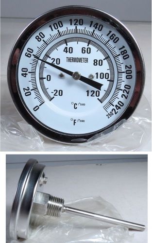 Howe tt-425-4 3&#034; temperature gauge/gage 0-250 f &amp; -20-120 c 1/2&#034; npt 4&#034; l new for sale