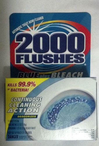 2000 FLUSHES BLUE plus BLEACH automatic toilet bowl cleaner, 2 boxes