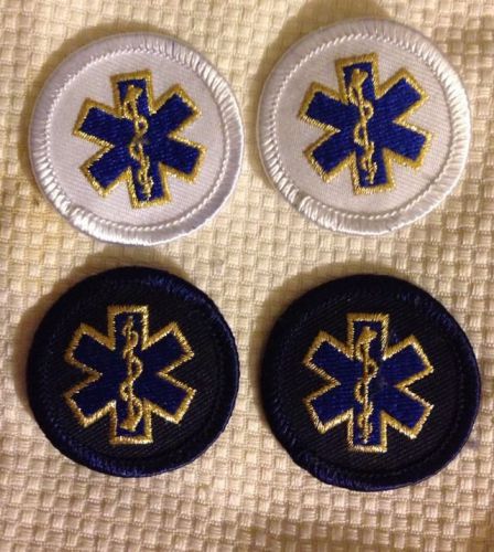 EMT Lapel Patch-Embroidered Blue/gold Cross On White &amp; Blue!set Of 4- Free Ship!