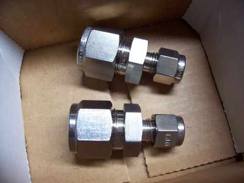 2 Parker SS 1/4&#034;-1/2&#034; 4, 8 316 WAET LJN Stainless Compression Reducer Fittings