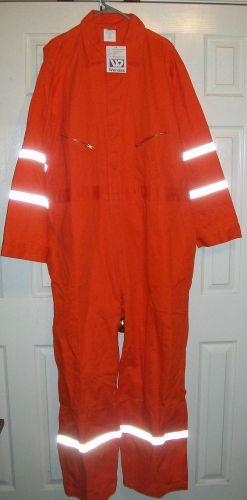 NEW, WENAAS, ORANGE PROTECTIVE COVERALLS with REFLECTIVE TRIM, SIZE 56 RG