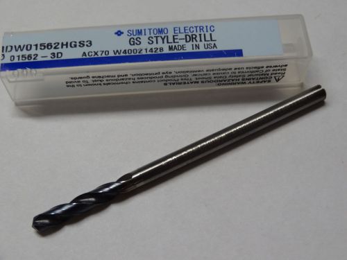 New sumitomo 0.1562&#034; 3xd solid carbide oil coolant-thru stub length gs-drill pvd for sale