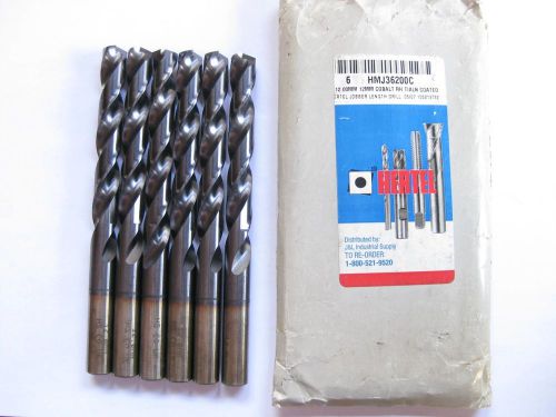 New 6pc lot 12mm tialn coated cobalt metric drill bit  jobber length hertel m42 for sale