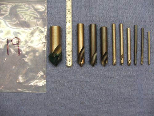 Spotting drills mixed lot of 10 2 flute various sizes hss 5/8&#034; trw twist bit 19 for sale