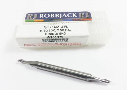 (lot of 2)  3/32&#034; robb jack solid carbide 2 flute double end mill (l906) for sale