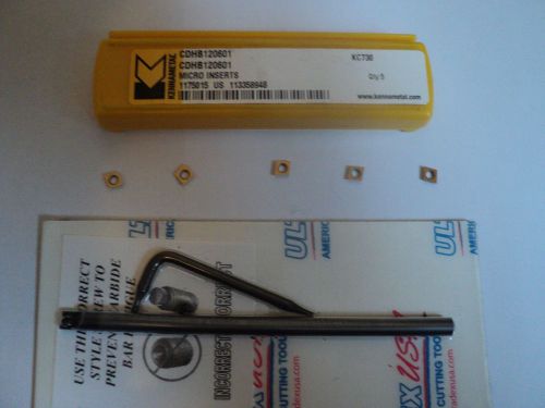 New ultra-dex 3/16&#034; carbide bore bar 4&#034; long w/5 kennametal inserts for sale