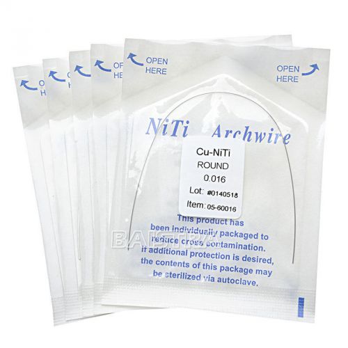 5 Packs Dental Ortho Cu NiTi (Copper-Nickel-Titanium) Arch Wires Round 0.016&#034;