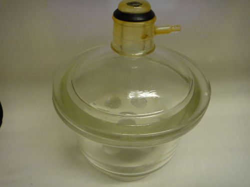 Pyrex glass dessicator 8&#034; vacuum laboratory ground glass seal plate excel cone for sale