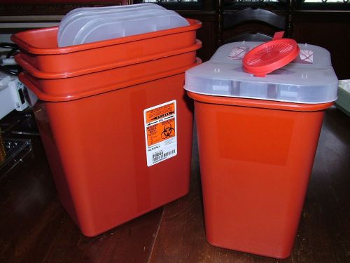 Red kendall 2l biohazard container x 4 for sale