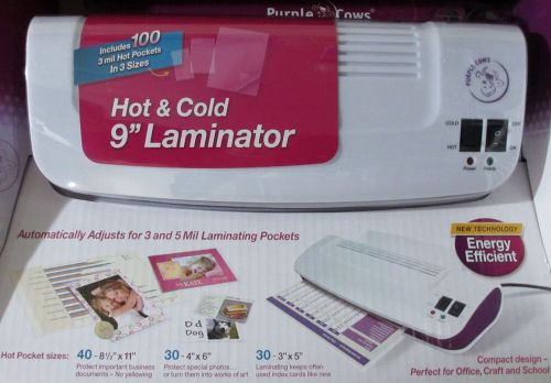 Purple cows easy hot and cold laminator w/ 100 3 mil hot pockets assorted size for sale